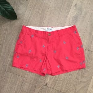 Old Navy Coral and Blue Anchor Shorts EUC Size 4